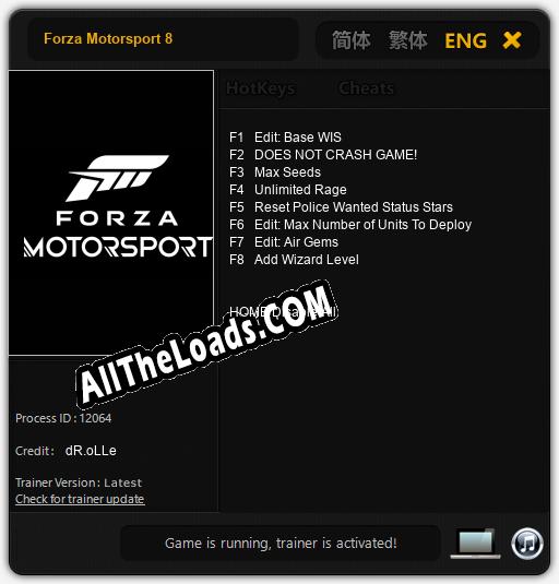 Трейнер для Forza Motorsport 8 [v1.0.4]