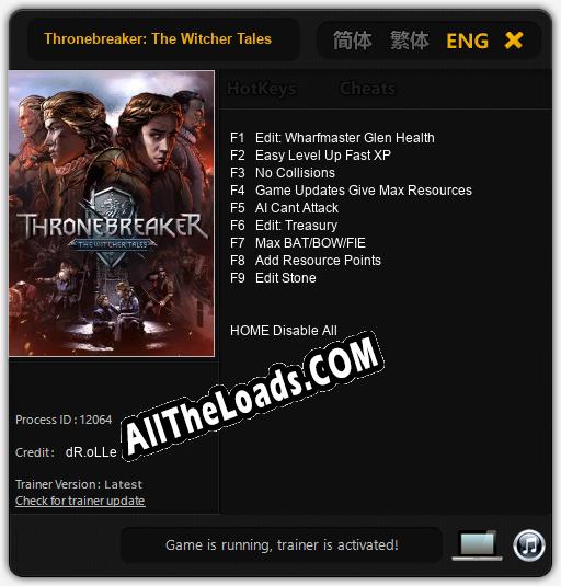 Трейнер для Thronebreaker: The Witcher Tales [v1.0.9]