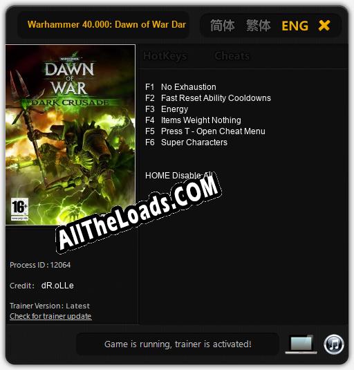 Warhammer 40.000: Dawn of War Dark Crusade: Читы, Трейнер +6 [dR.oLLe]