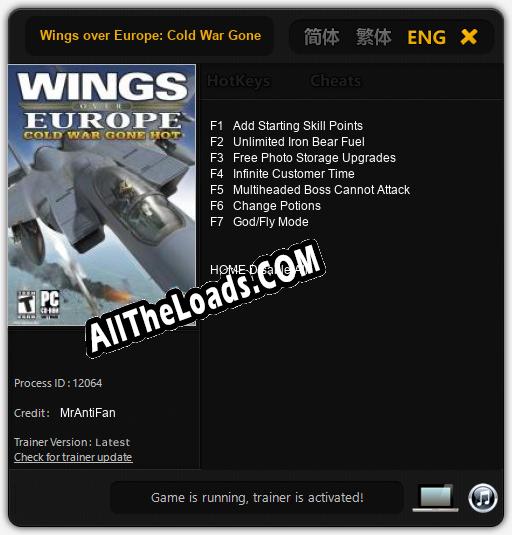 Wings over Europe: Cold War Gone Hot: Трейнер +7 [v1.3]