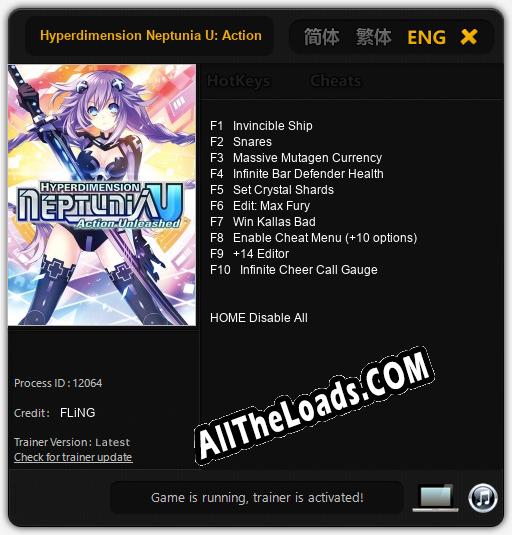 Hyperdimension Neptunia U: Action Unleashed: Трейнер +10 [v1.3]