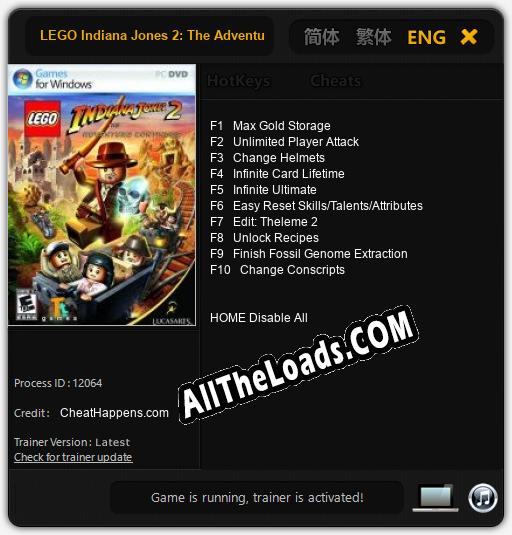 LEGO Indiana Jones 2: The Adventure Continues: Читы, Трейнер +10 [CheatHappens.com]