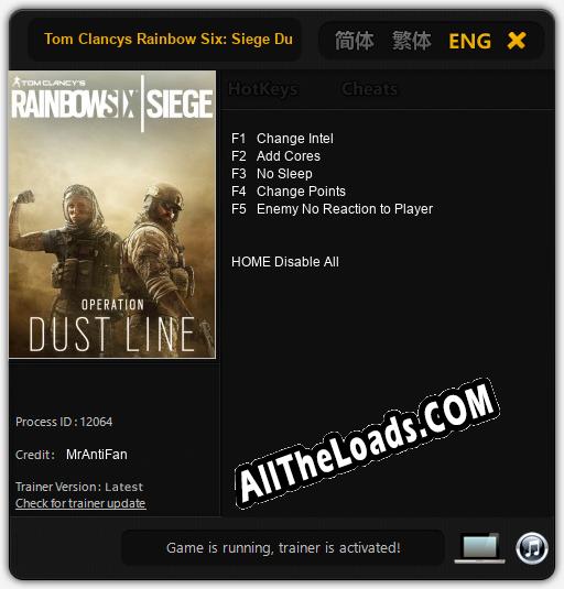 Трейнер для Tom Clancys Rainbow Six: Siege Dust Line [v1.0.4]