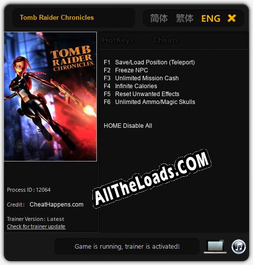 Трейнер для Tomb Raider Chronicles [v1.0.5]