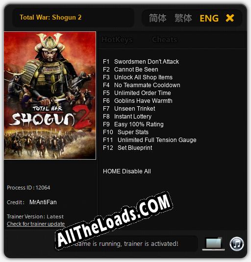 Total War: Shogun 2: ТРЕЙНЕР И ЧИТЫ (V1.0.15)